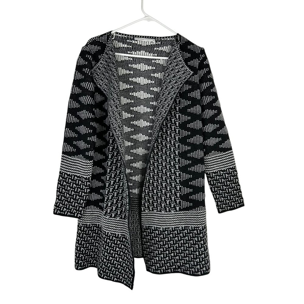Skovhuus Womens Black Knit Cardigan Medium Wool Blend Long Sleeve Open Front